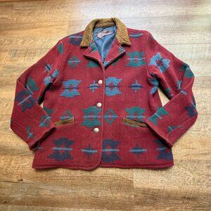 Vintage Woolrich Sz Large Aztec Southwest Wool Jacket Coat Women’s Western